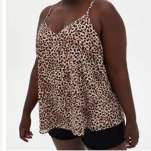 Torrid- 0, EUC. Leopard SOPHIE CHIFFON SWING CAMI